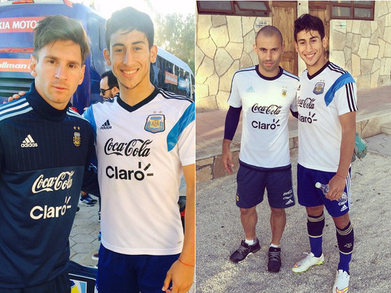 Tiago junto al mejor jugador del mundo y a su m&aacute;ximo &iacute;dolo: Messi y Mascherano.