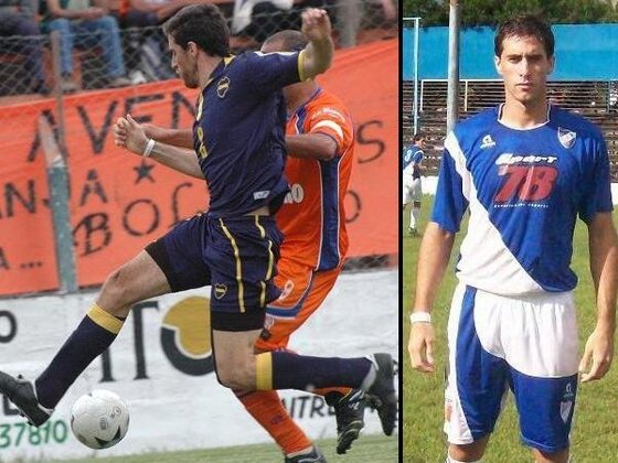 Villar en acción, con la camiseta de Boca de Río Gallegos, y con la del salaíto, en un pasado no tan lejano.