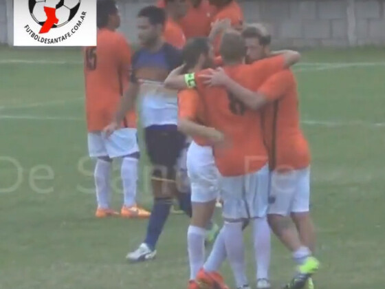 El que festej&oacute; al final fue Adiur. Imagen: Captura de video de www.futboldesantafe.com.ar.