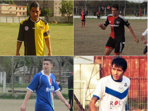 Ricardo Ojeda, Bruno Maccari, Esequiel Previtti y Gabriel Ayala. Futbolistas locales.