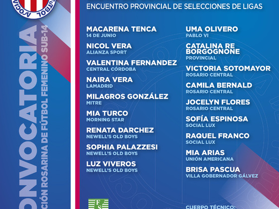 Las 18 convocadas para el Encuentro Provincial de Selecciones de Ligas.