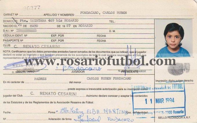 Ficha de Carlos Rubén Fondacaro