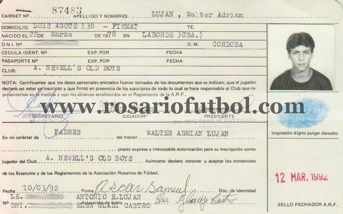 Ficha de Walter Adrián Samuel / Luján