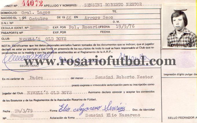 Ficha de Roberto Néstor Sensini