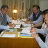 Giammaría, Gorrissen, Edreira y D'ascanio, firmando el contrato con Mitre.