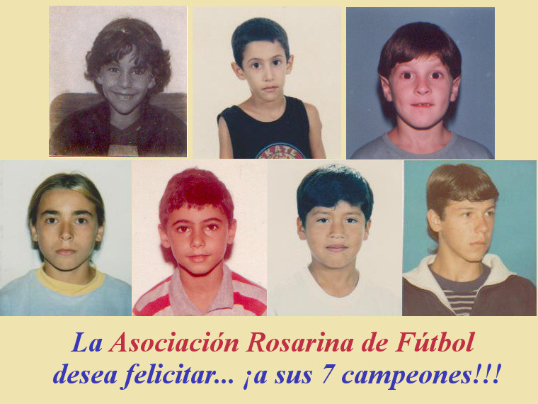 Maxi, Angelito, Lionel, Pocho, Javier, Ezequiel y Martín. Los subcampeones cuando eran chicos.