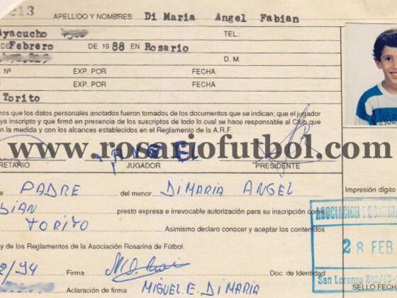 La primera ficha de Ángel en nuestra Liga. Imagen Asociación Rosarina de Fútbol.