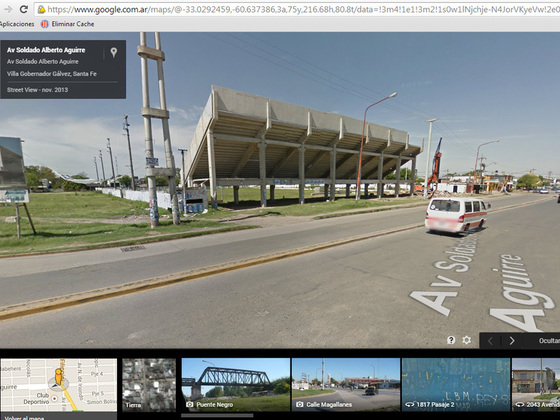 La vieja cancha de Coronel Aguirre, y su nueva tribuna, en Soldado Aguirre y Buenos Aires.