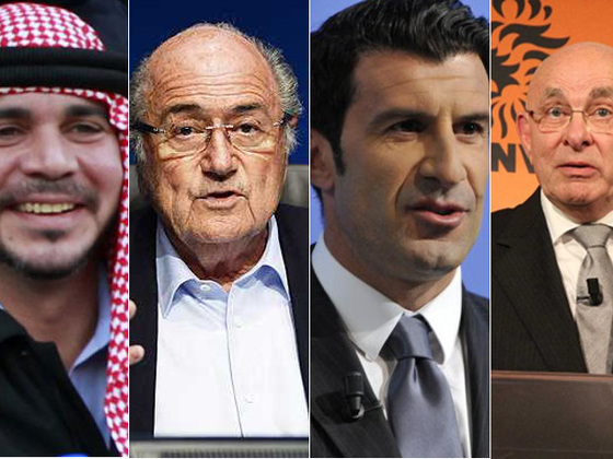 Al Hussein, Blatter, Figo y van Praag, los cuatro candidatos presidenciales en FIFA.