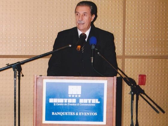 El presidente de la ARF, Mario Giammaría, mientras brindaba su habitual discurso.