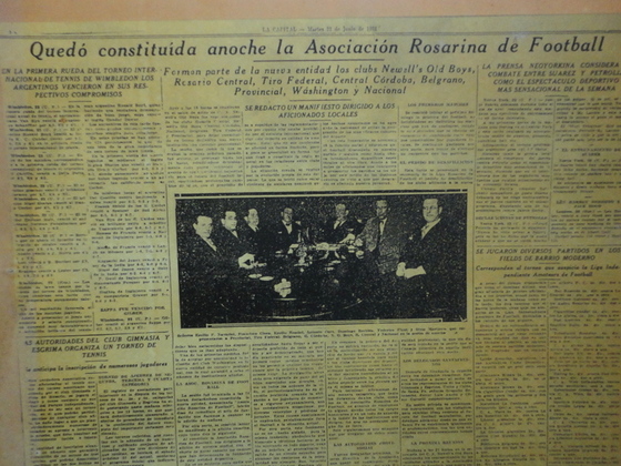 El diario La Capital expresaba as&iacute; la noticia referida a la fundaci&oacute;n de la Asociaci&oacute;n.