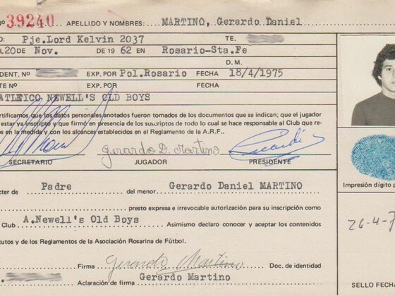 La ficha del Tata Martino. Llegó a Newell's con 13 años, allá por abril de 1976.