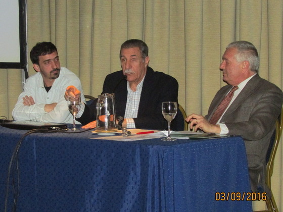 Giammaria, con Emiliano Torno y Carlos Iparraguirre, en el Congreso de Derecho Deportivo.
