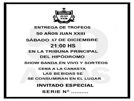 La tarjeta de invitaci&oacute;n que Juan XXIII acerc&oacute; a la Asociaci&oacute;n Rosarina de F&uacute;tbol.