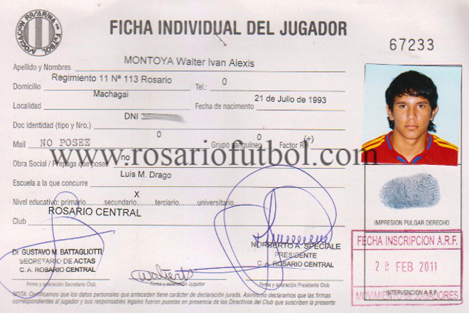 El chaqueño Montoya fichó en febrero de 2011 para Central. Foto: Asoc. Rosarina de Fútbol.