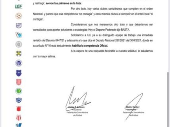 Lanzaro y Raiteri firmaron la nota en representación de toda la dirigencia deportiva