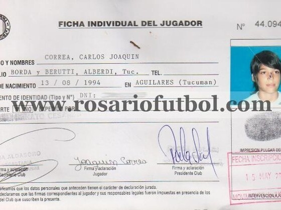 El tucumano Correa dio sus primeros pasos en las canchas de la Asociación Rosarina. Hoy se desarrolla en el Inter de Italia.