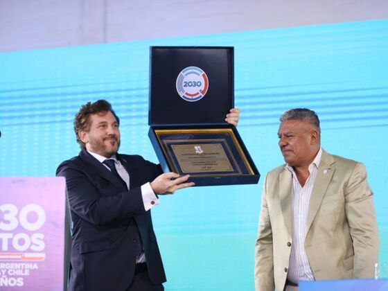 Alejandro Domínguez (Presidente de CONMEBOL) y Claudio Tapia (Presidente AFA).