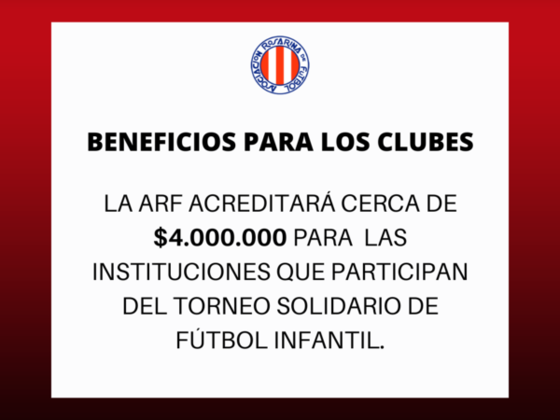 La Asociaci&oacute;n Rosarina de F&uacute;tbol repartir&aacute; cerca de 4 millones de pesos entre los clubes que participan del Torneo Solidario.