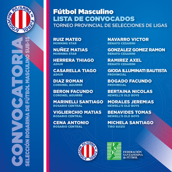 Los 18 elegidos para representar a la Liga Rosarina en este importante campeonato.