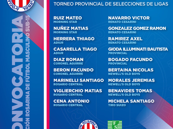 Los 18 elegidos para representar a la Liga Rosarina en este importante campeonato.