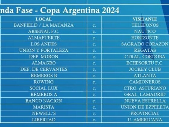 Fixture confirmado en la Copa Argentina.